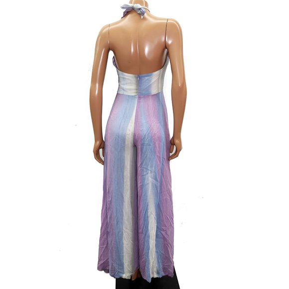 Muse by Christian CHENAIL dreamy Deep V Palazzo jumpsuit Halter neck Size 6 - Picture 4 of 6